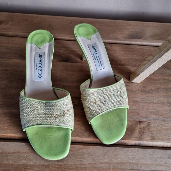 Jimmy choo leather/textile slip On kitten heelsSize 38 uk 5 - Picture 2 of 4